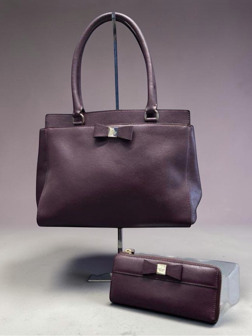 kate spade Plum Leather Tote with Matching Wallet